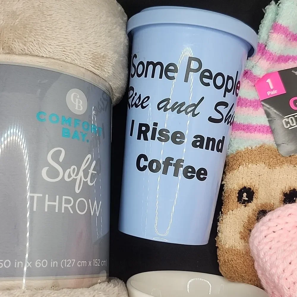 Warm and Cozy Bundle Gift Set Tan Soft Throw Blanket, Mug, Hot C…